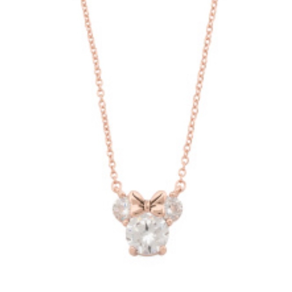 Disney Minnie Mouse Bowtiful Rose Gold & Crystal Necklace